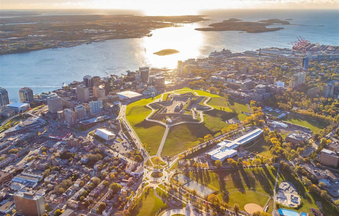 A picturesque lighthouse on the rugged coast of the Canadian Maritimes.